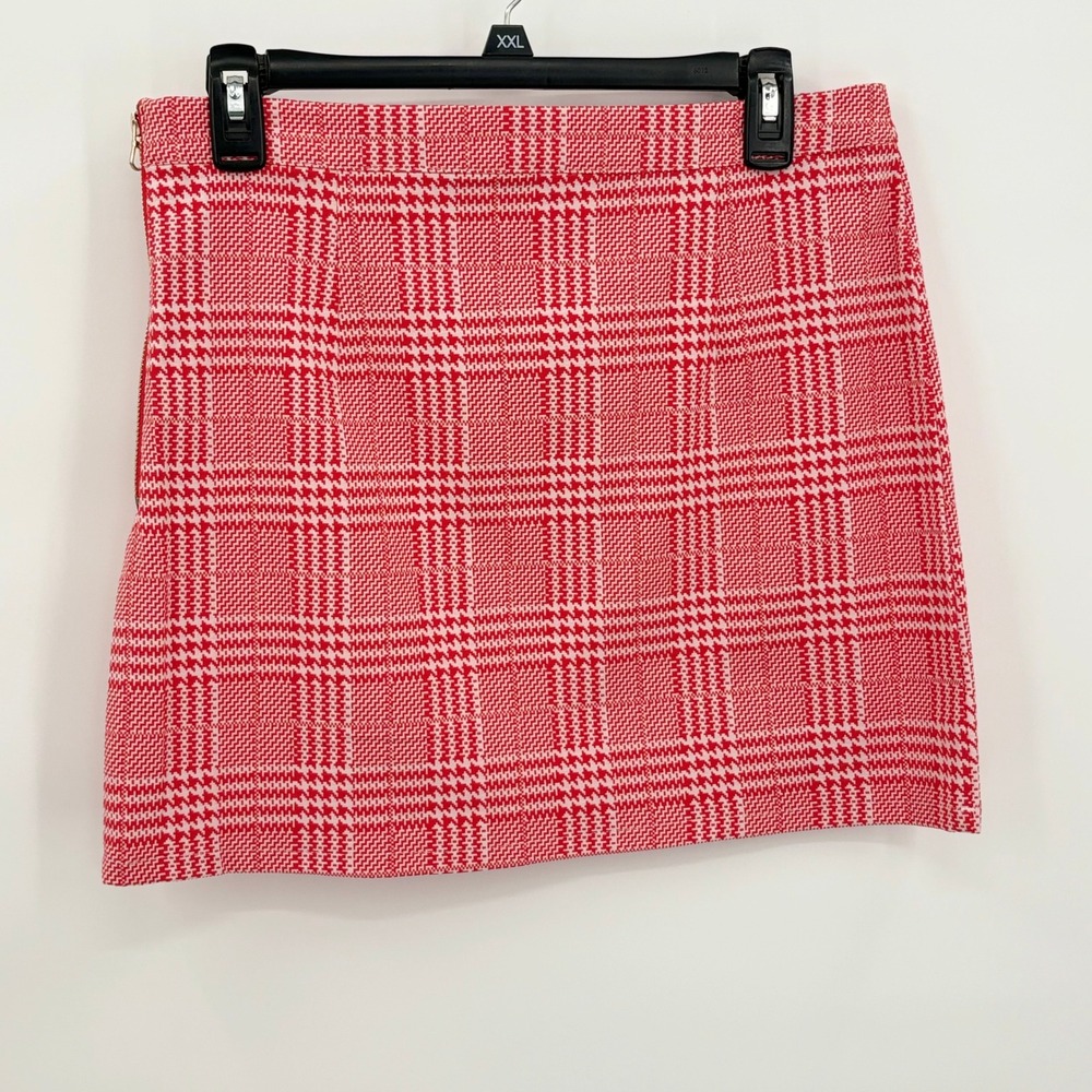 Forever 21 Y2K Womens Red Cream Plaid Houndstooth Mini Skirt Size 29 NEW NWT - Picture 2 of 10